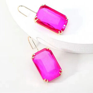 Pink Crystal Gold Earrings